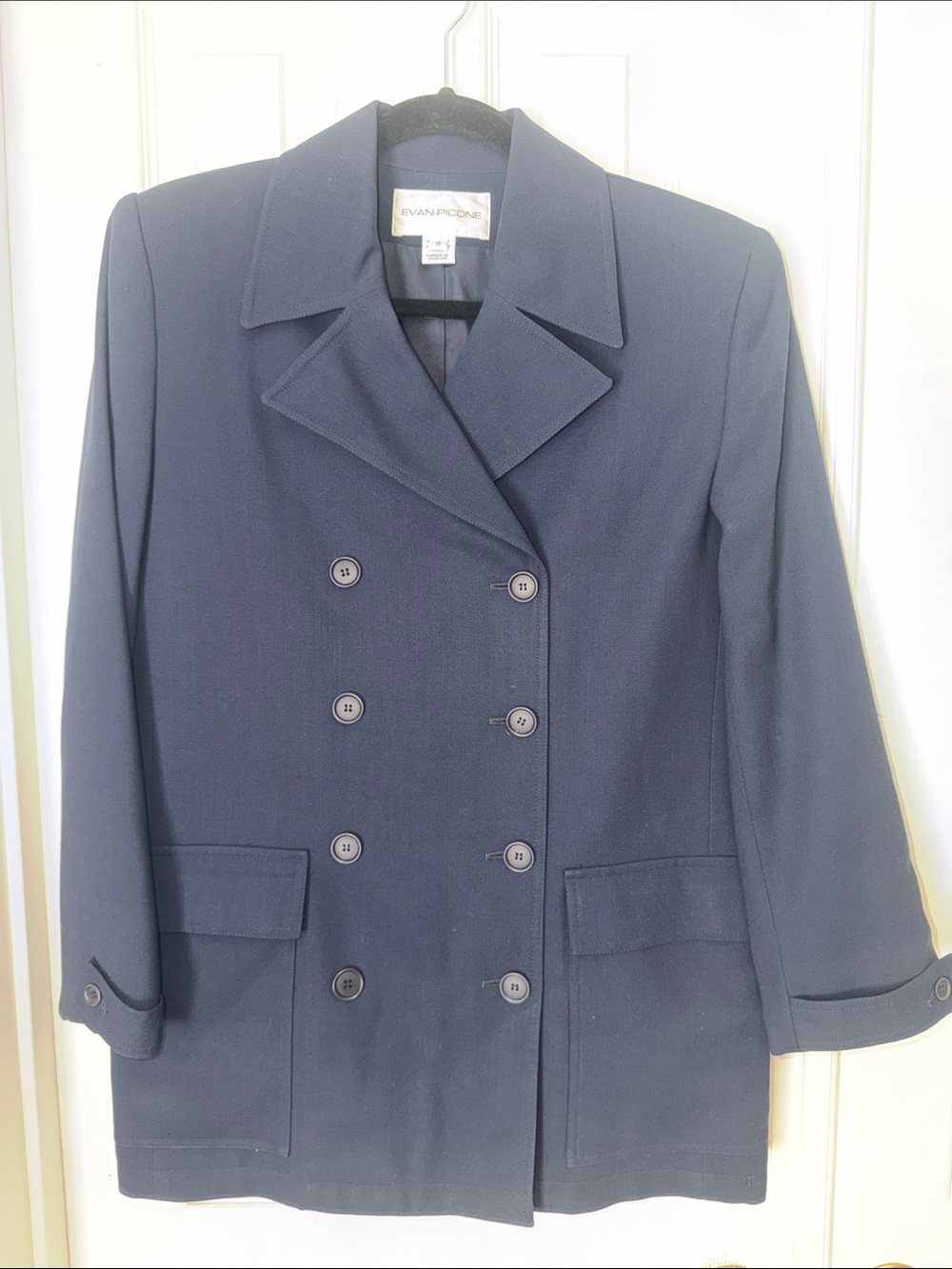 Evan Picone Navy Double-Breasted Jacket
